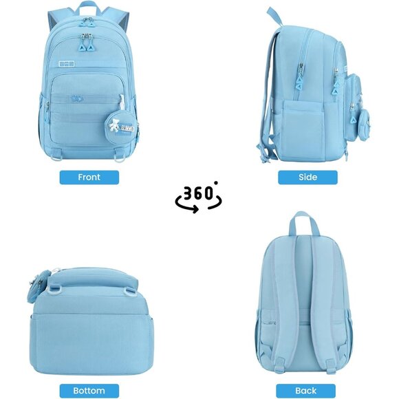 Versatile Blue Backpack for School & Travel - Fits 17.3” Laptops with 14 Pockets - Picture 8 of 8